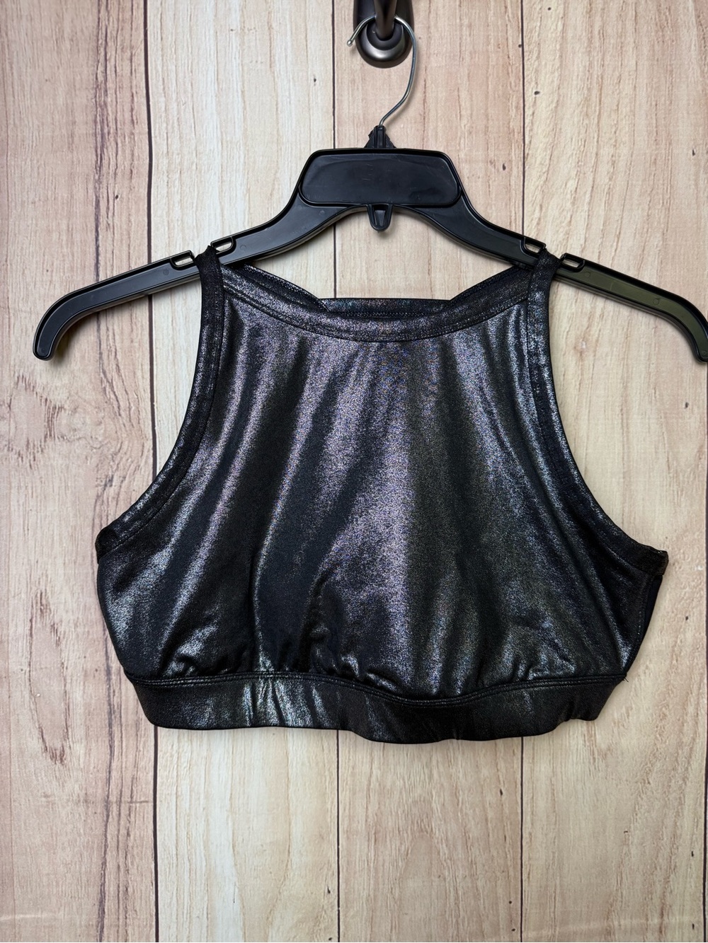 Joy Lab Shimmery Black High-Neck Cropped Tank Top/Sports Bra